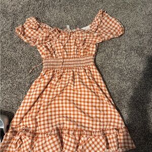 Orange Gingham women’s Dress